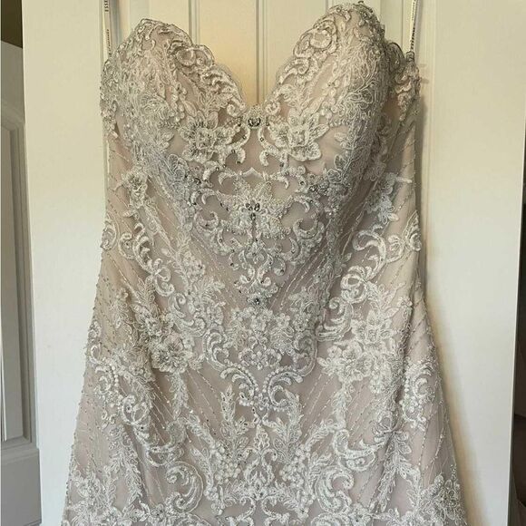 Essence Of Australia D2308 Wedding Gown Bridal 16 Dress Strapless Beaded US12 - Picture 5 of 14